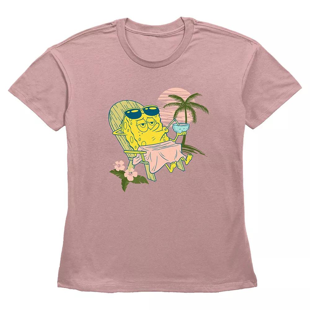 Women's Nickelodeon SpongeBob SquarePants Relaxing On Beach Graphic Tee,  Product Image