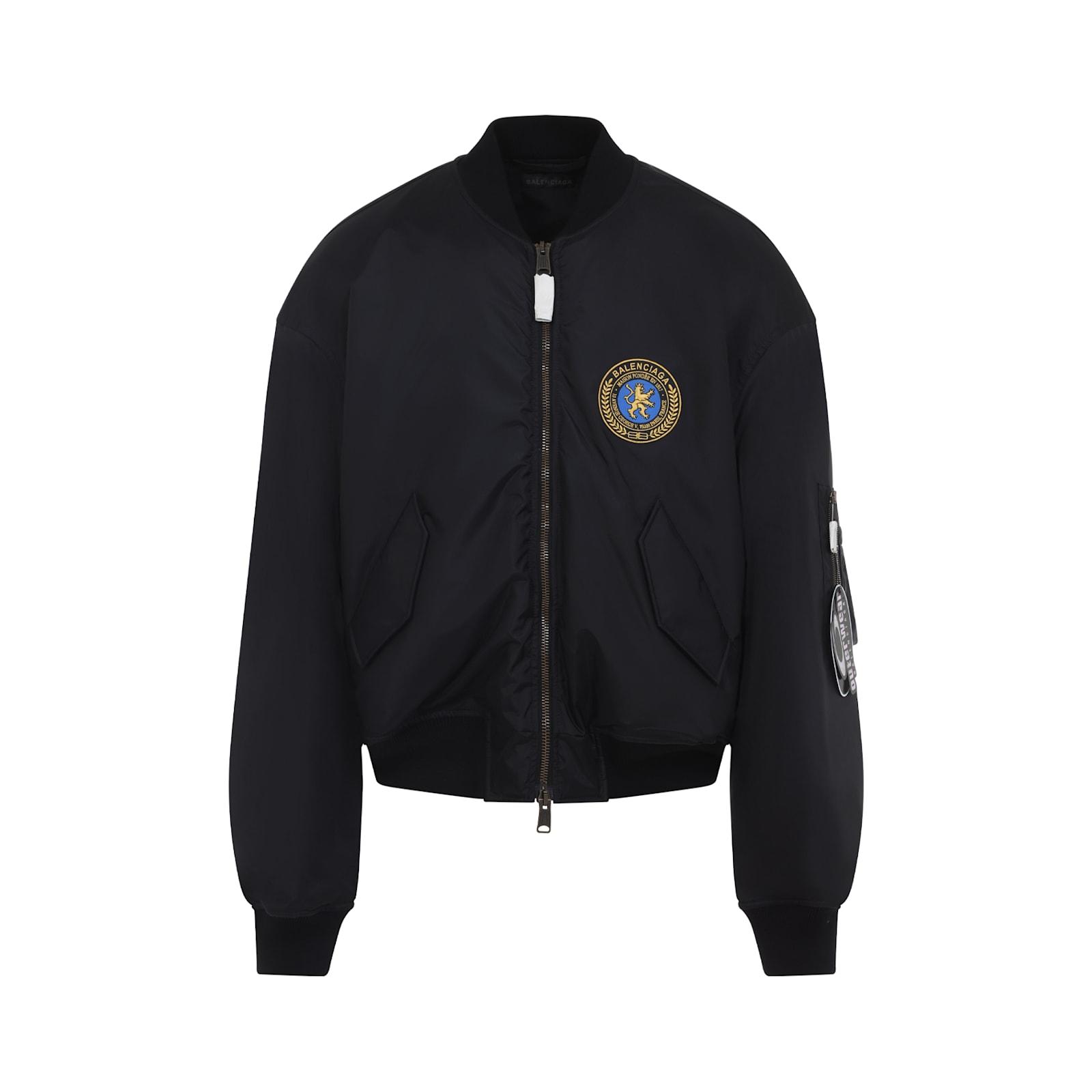 BALENCIAGA Nylon Uniform Merch Large Fit Bomber In Black Product Image
