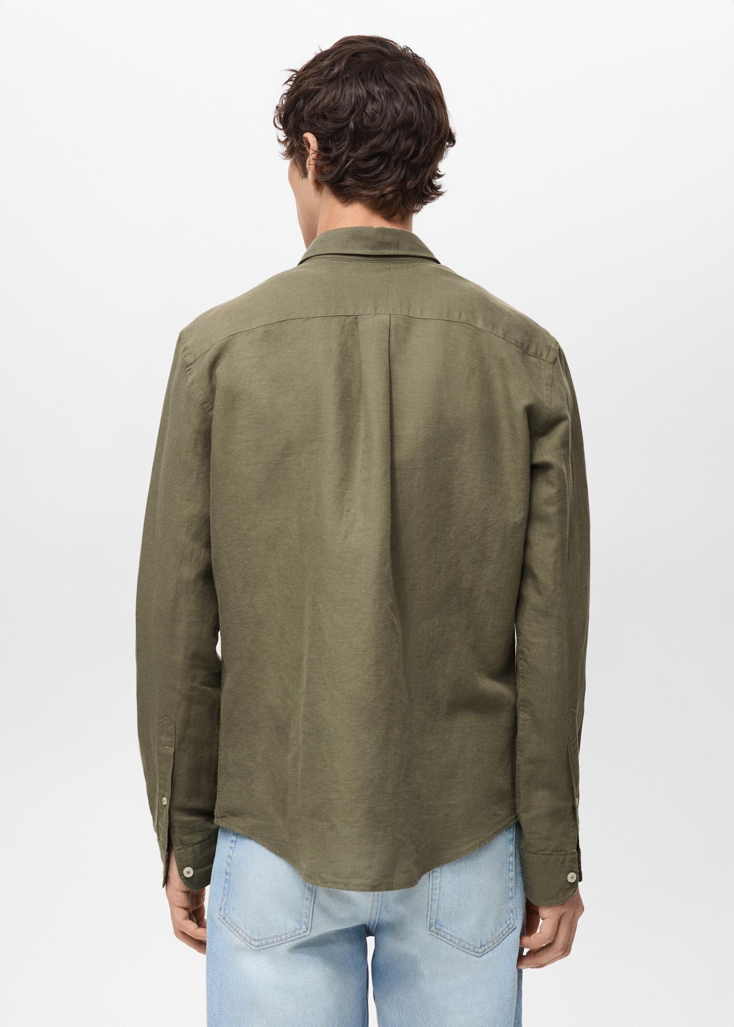 Pocket linen shirt - Men | MANGO USA Product Image