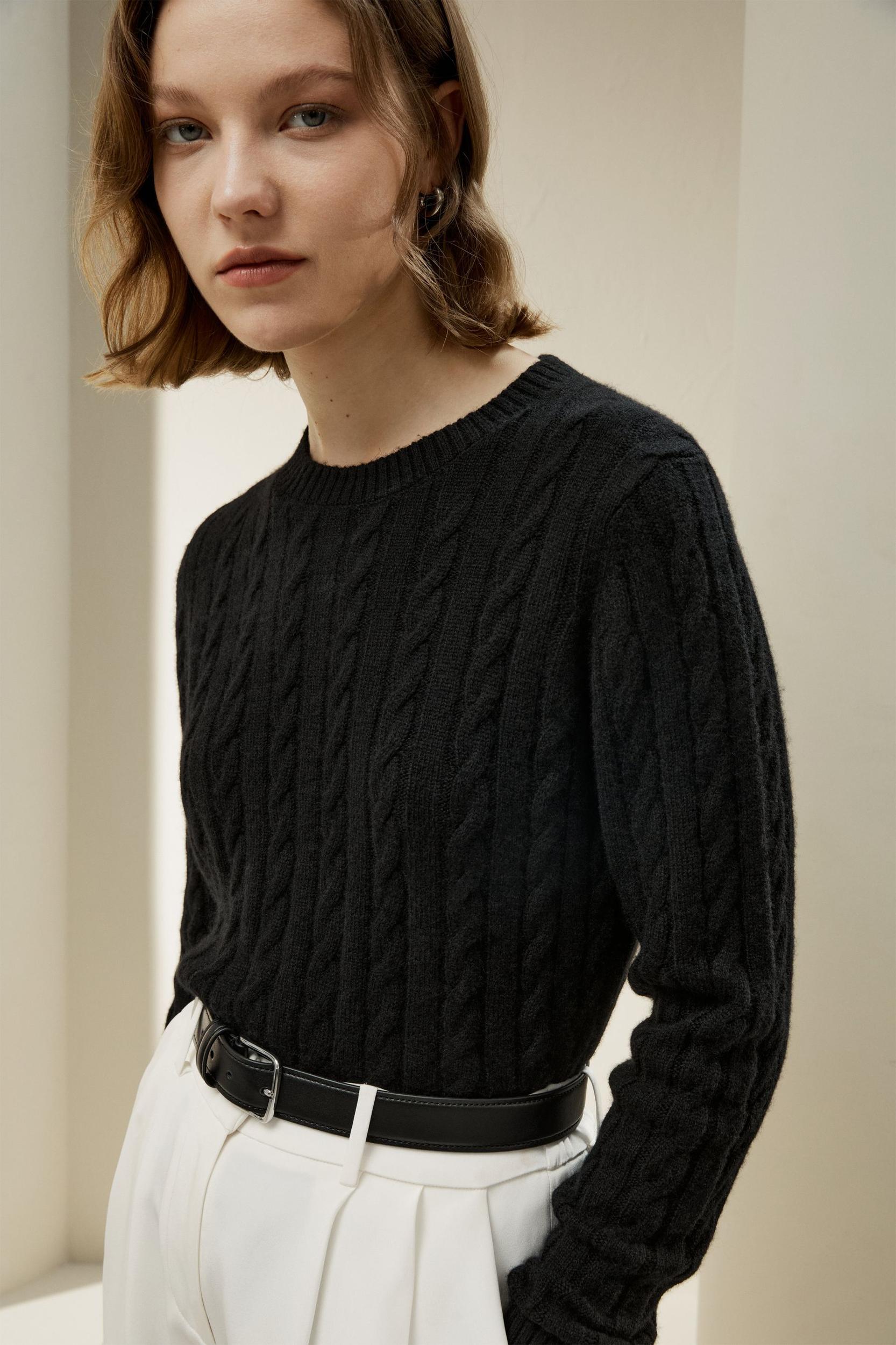 LILYSILK Woolen Pullover - for Women - Camel Cashmere-Wool Blend - Comfortable Ribbed Edges Sweater L Product Image