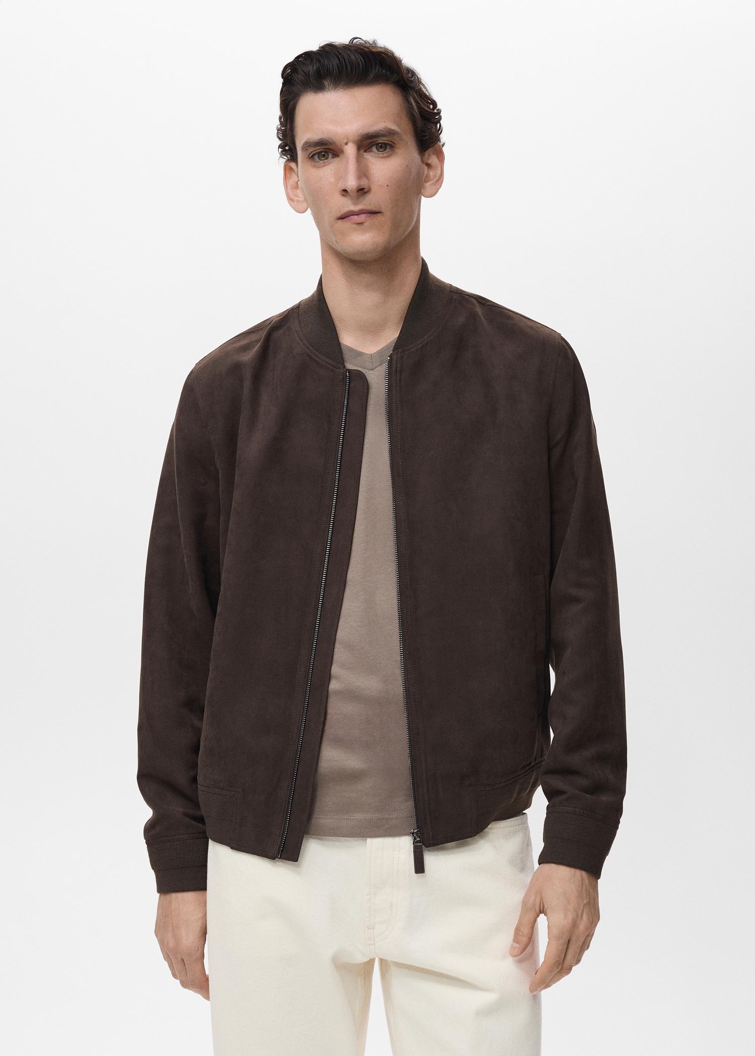 Suede-effect bomber jacket - Men | MANGO USA Product Image