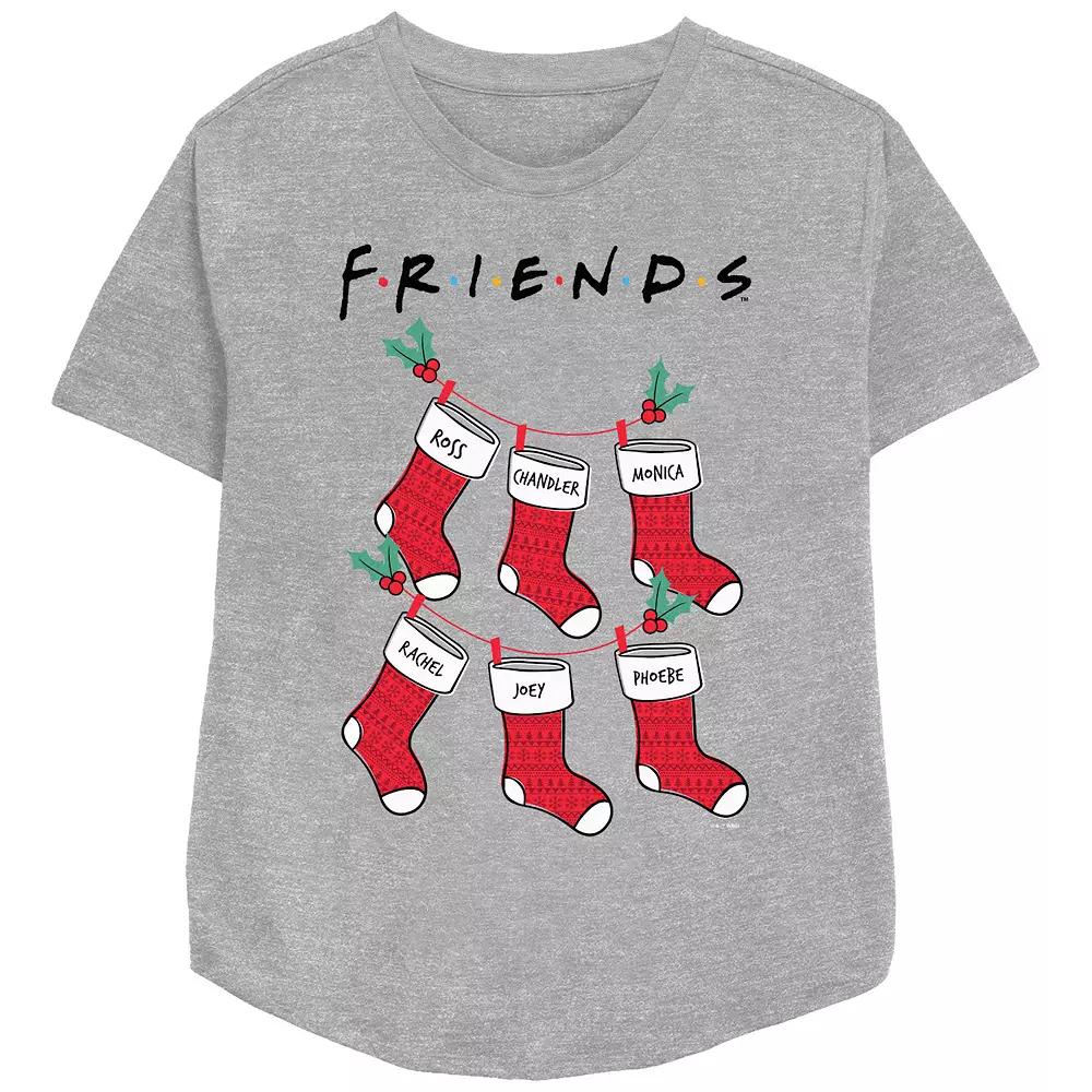 Women's Friends Christmas Stockings Relaxed Fit Graphic Tee,  Product Image