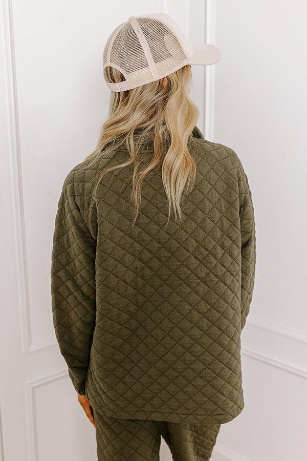 Paris Mornings Quilted Sweater In Dark Sage Product Image
