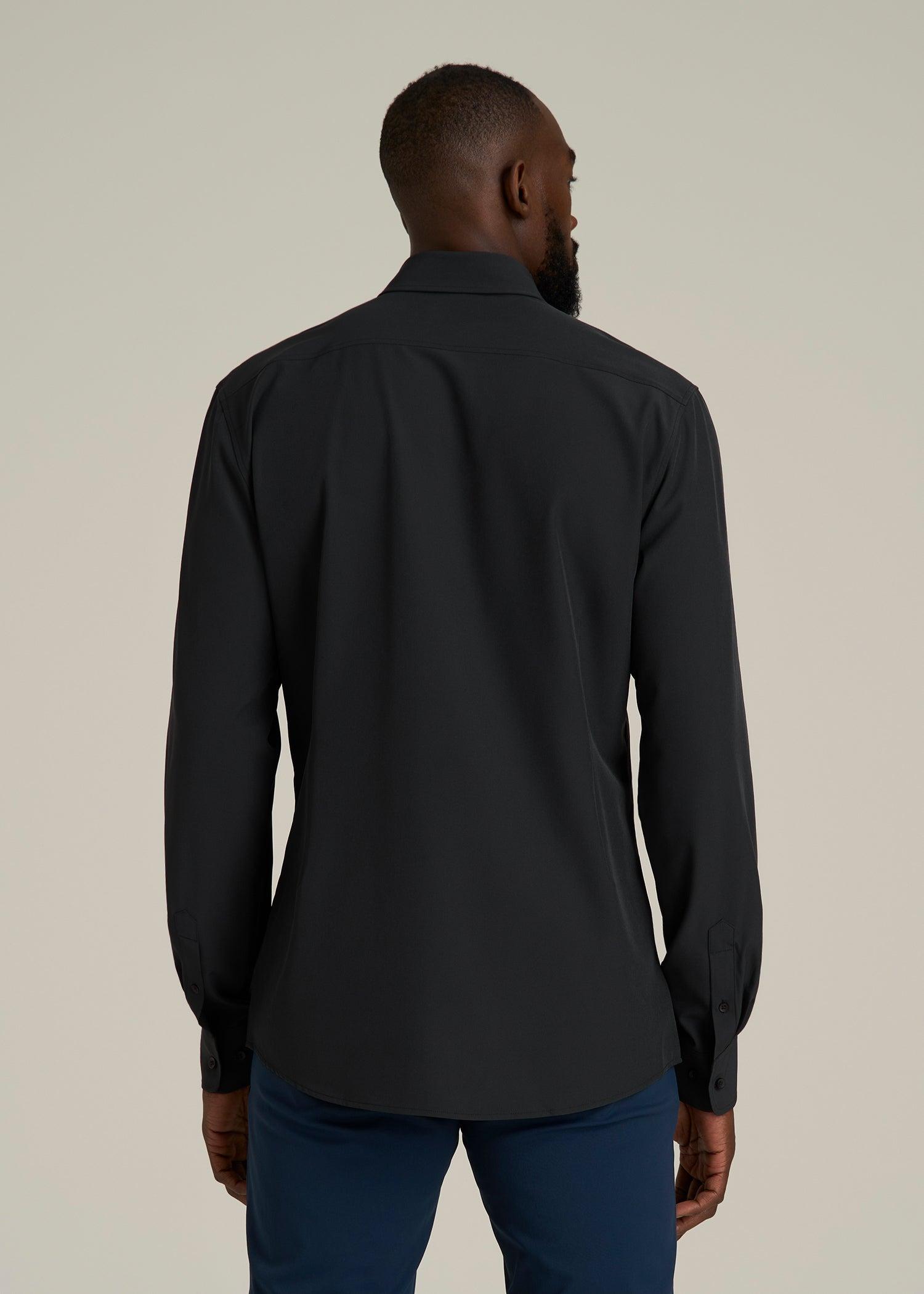 Traveler Stretch Dress Shirt for Tall Men in Black Male Product Image