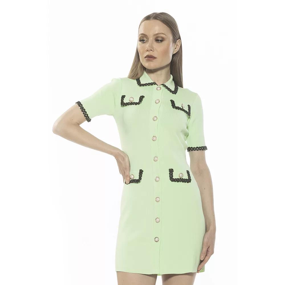 Women's ALEXIA ADMOR Odette Knit Button Down Short Sleeve Dress,  Product Image