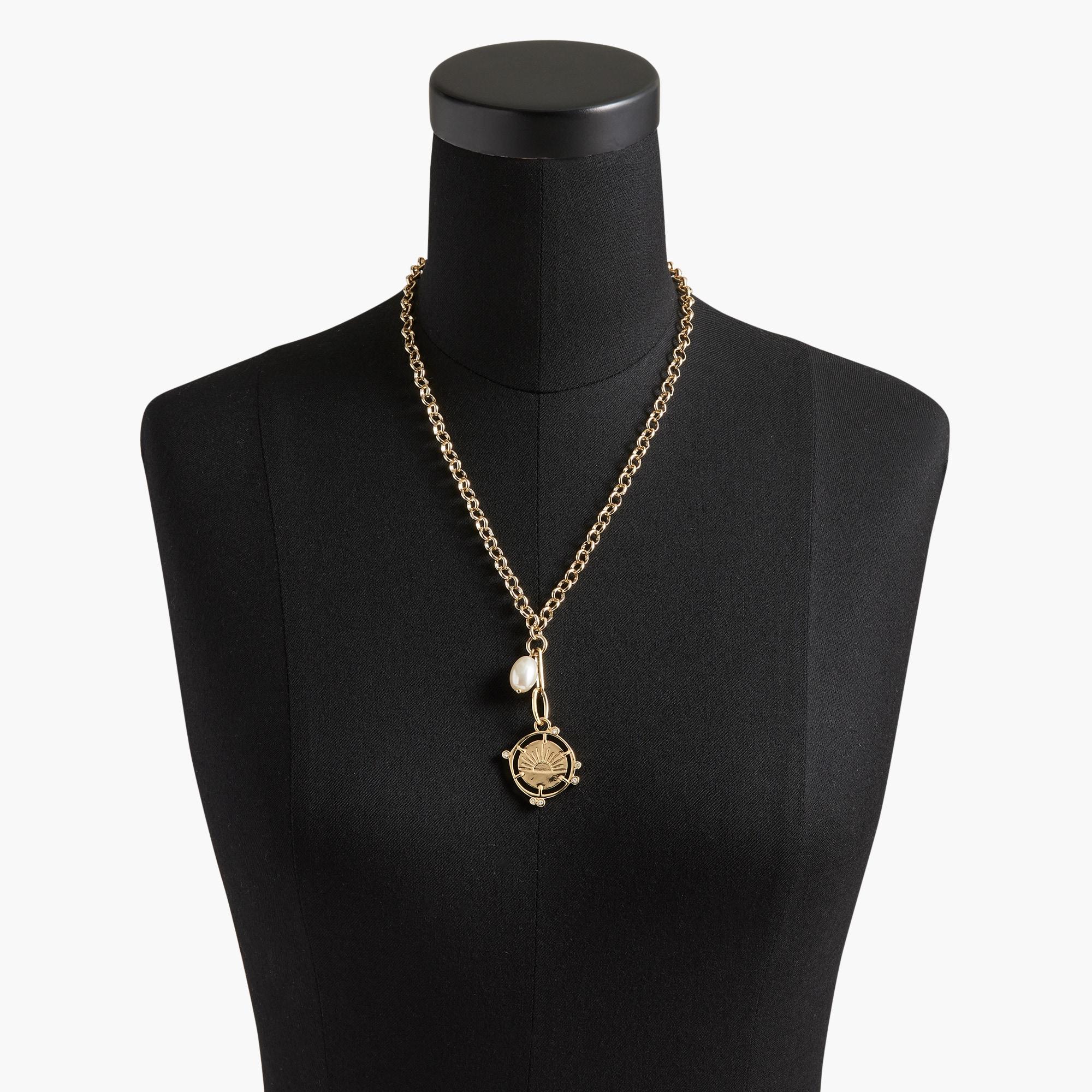 Pearl and coin charm necklace Product Image