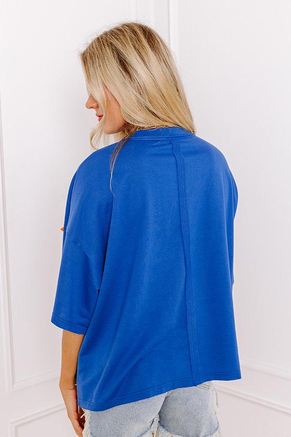It's a Touch Down Sequin Oversized Tee in Blue Product Image