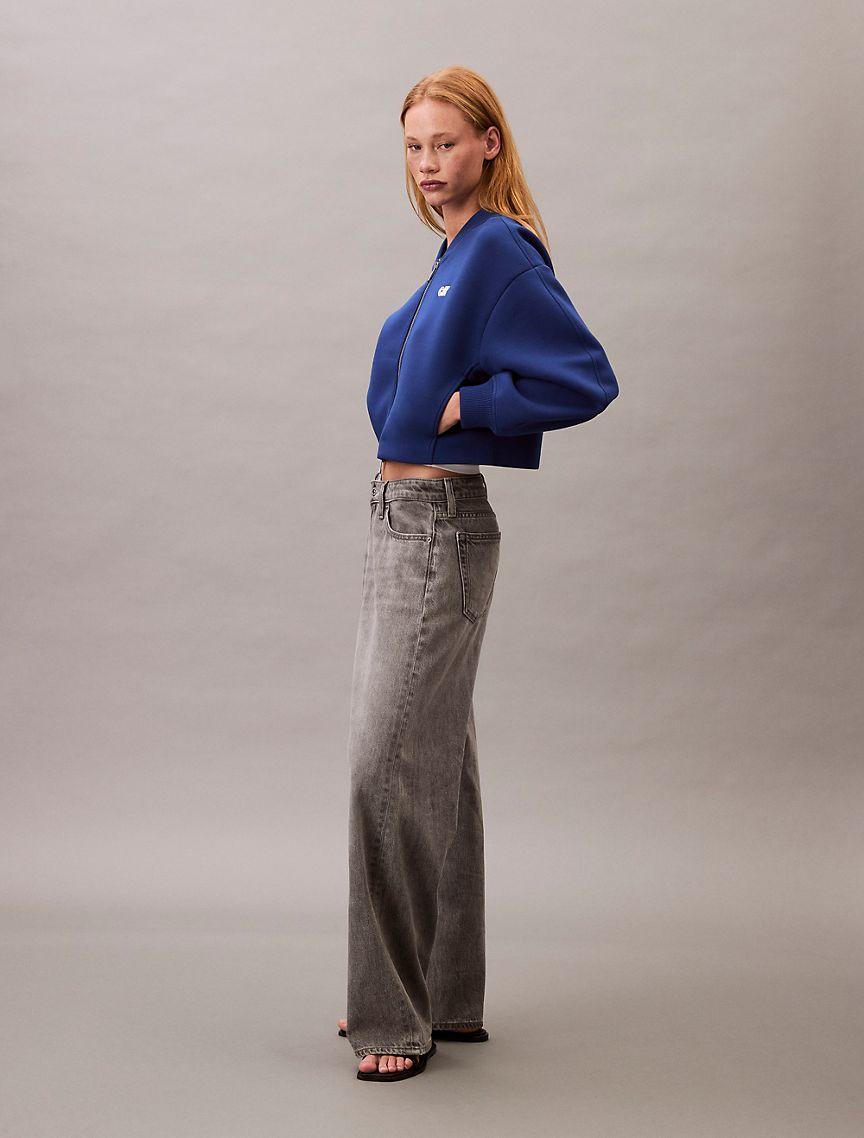 Calvin Klein Womens Smooth Cropped Relaxed Bomber Jacket - Red Product Image