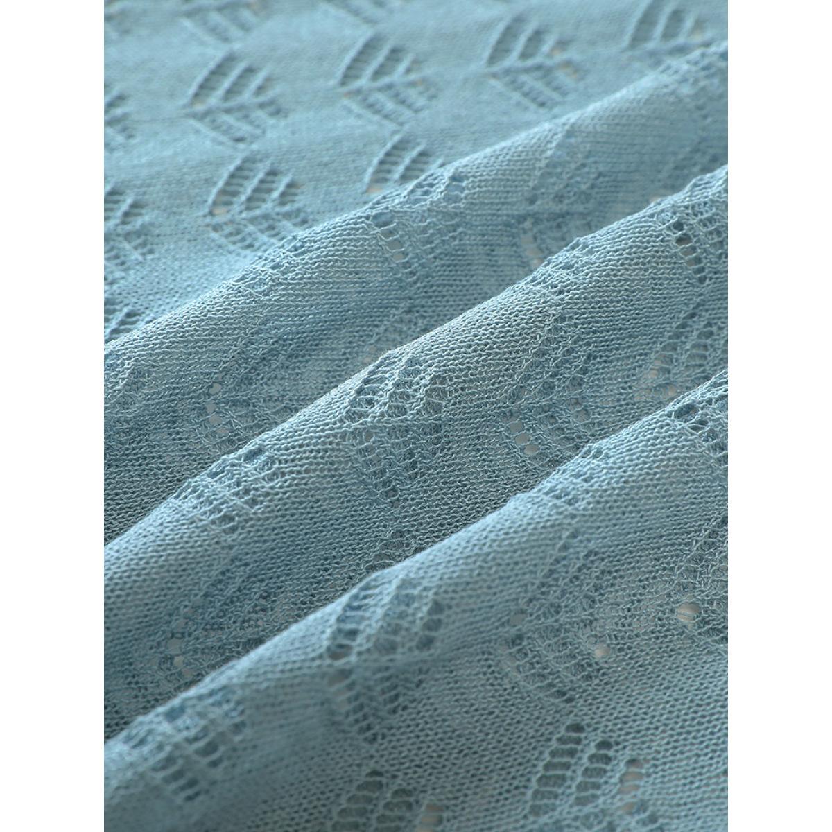 Plus Size Solid Ties Front Geo Eyelet Cardigan Mint Women Casual Loose Long Sleeve Everyday Cardigans BloomChic 12/L Product Image