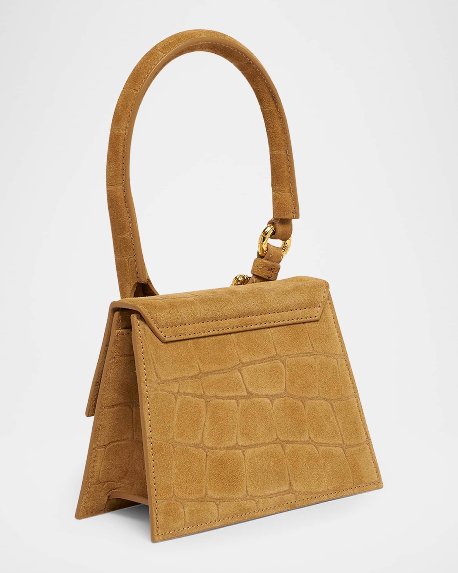 Le Chiquito Moyen Croc-Embossed Suede Top-Handle Bag Product Image