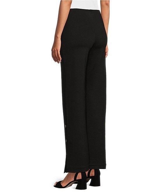 Slim Factor by Investments Ponte Knit Snap Wide Leg Pants Product Image