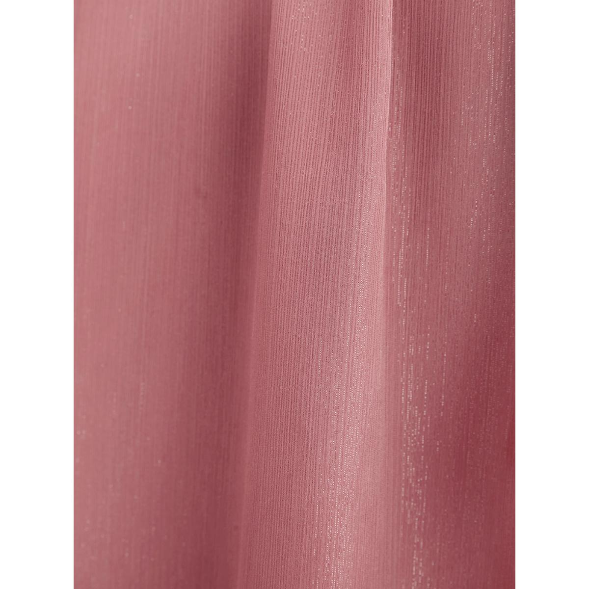 Plus Size Solid Pocket Belted Surplice Neck Midi Dress DustyPink Women Elegant Belted V-neck Long Sleeve Curvy Midi Dress BloomChic 10/M Product Image