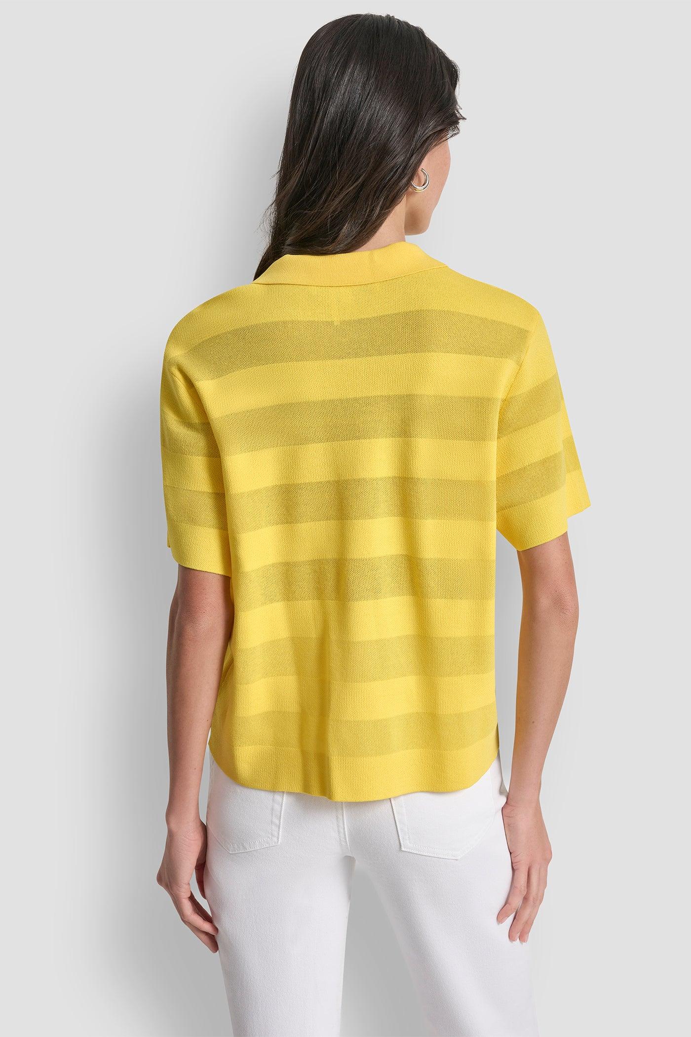 SHEER STRIPED POLO SWEATER Product Image