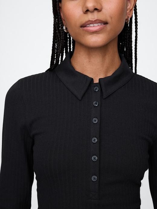 Modern Wide Rib Crop Polo Shirt Product Image