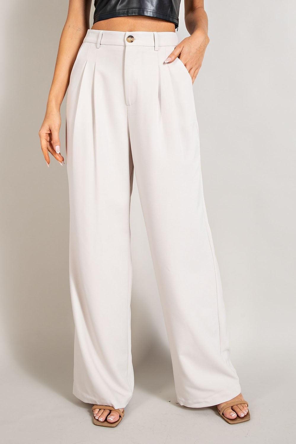 Clarissa Oatmeal Straight Leg Pants (Small to 2X) Product Image