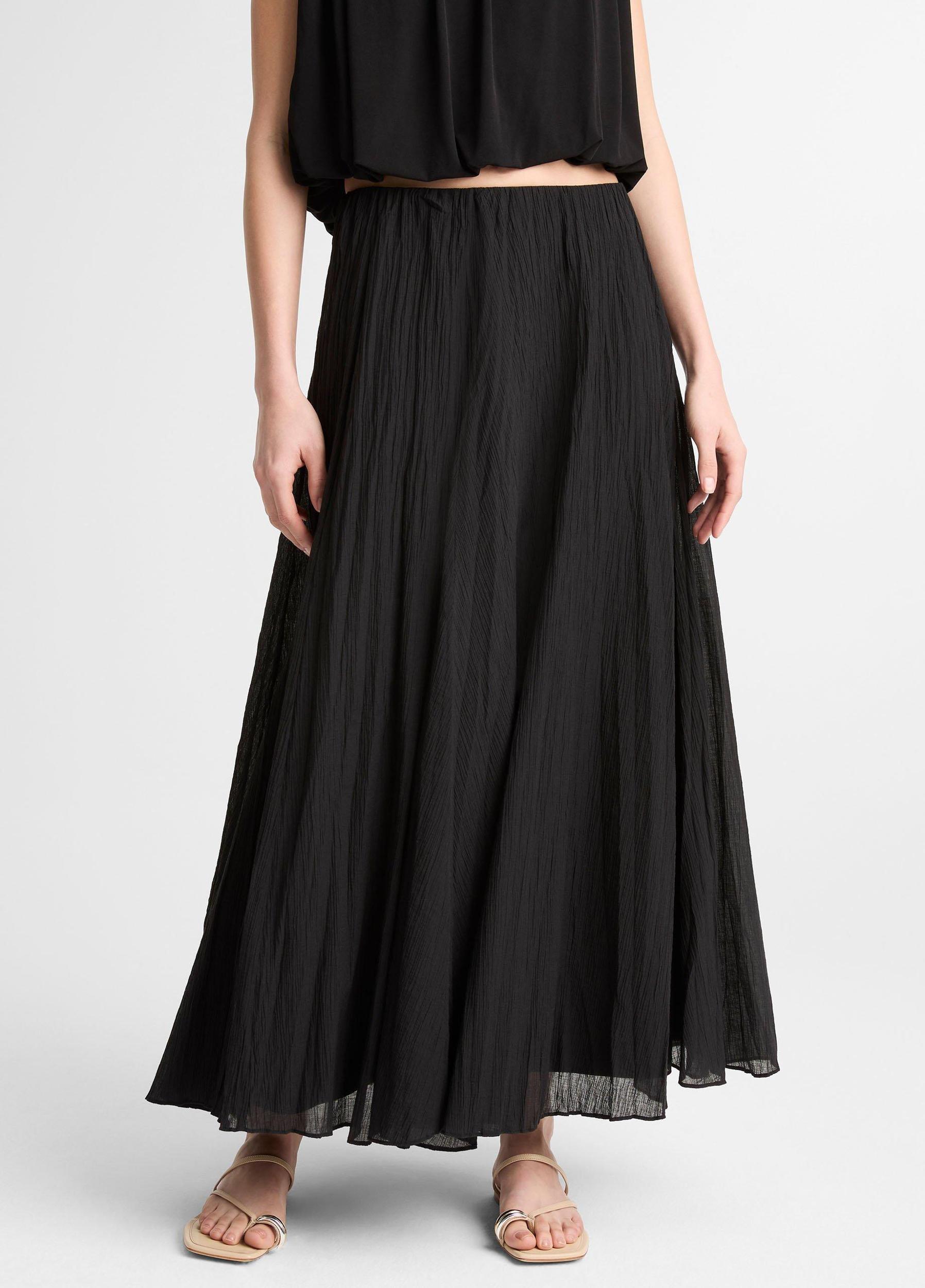 Crinkled Plissé Cotton-Blend Maxi Skirt Product Image