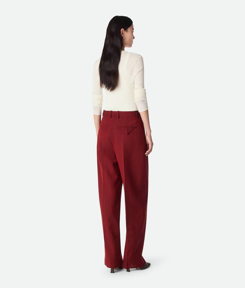 Women's Wool Subtle Stripe Wide Trousers in Red/grey melange Product Image
