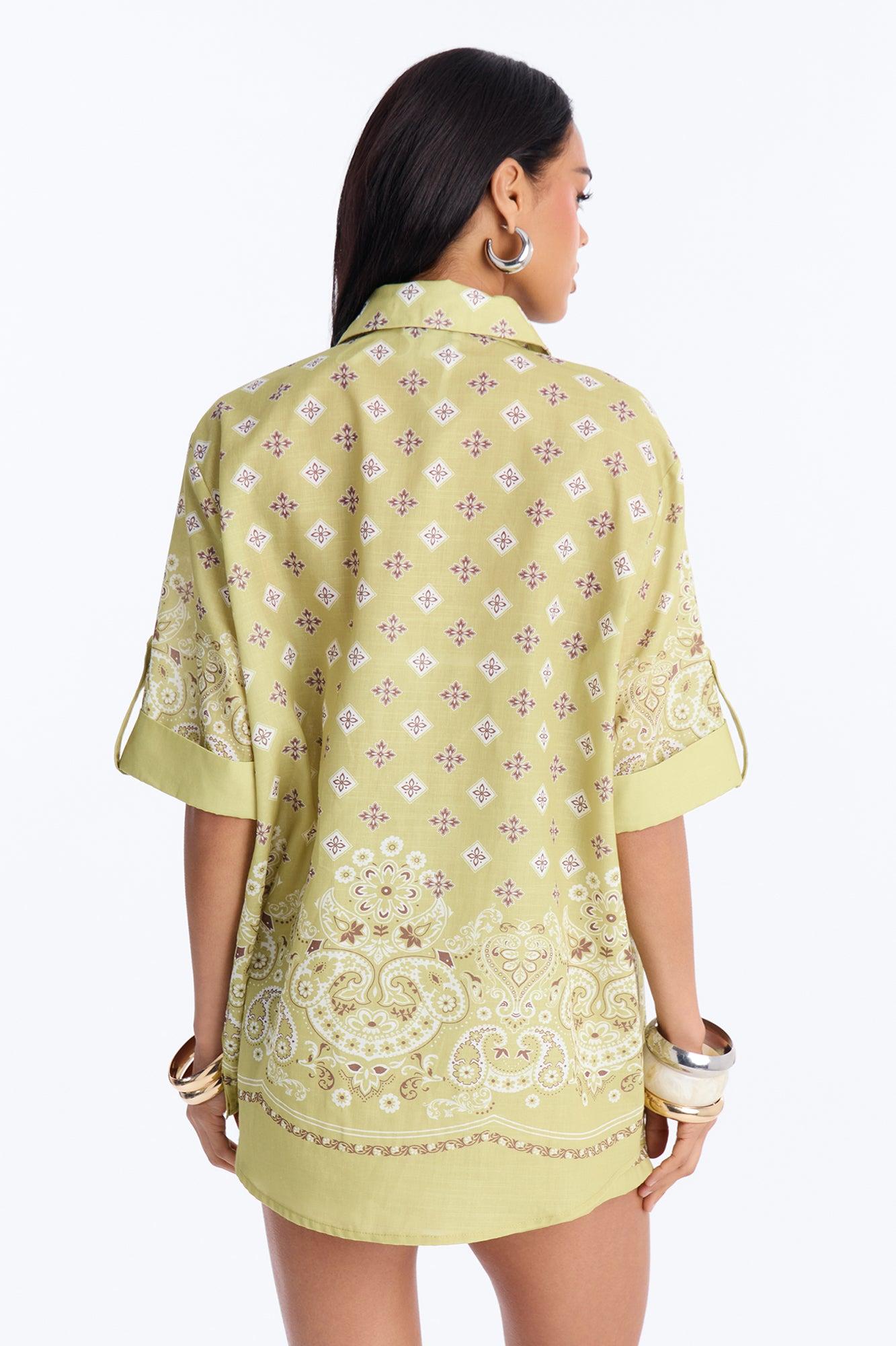 Daphne Paisley Short Set - Green Female Product Image