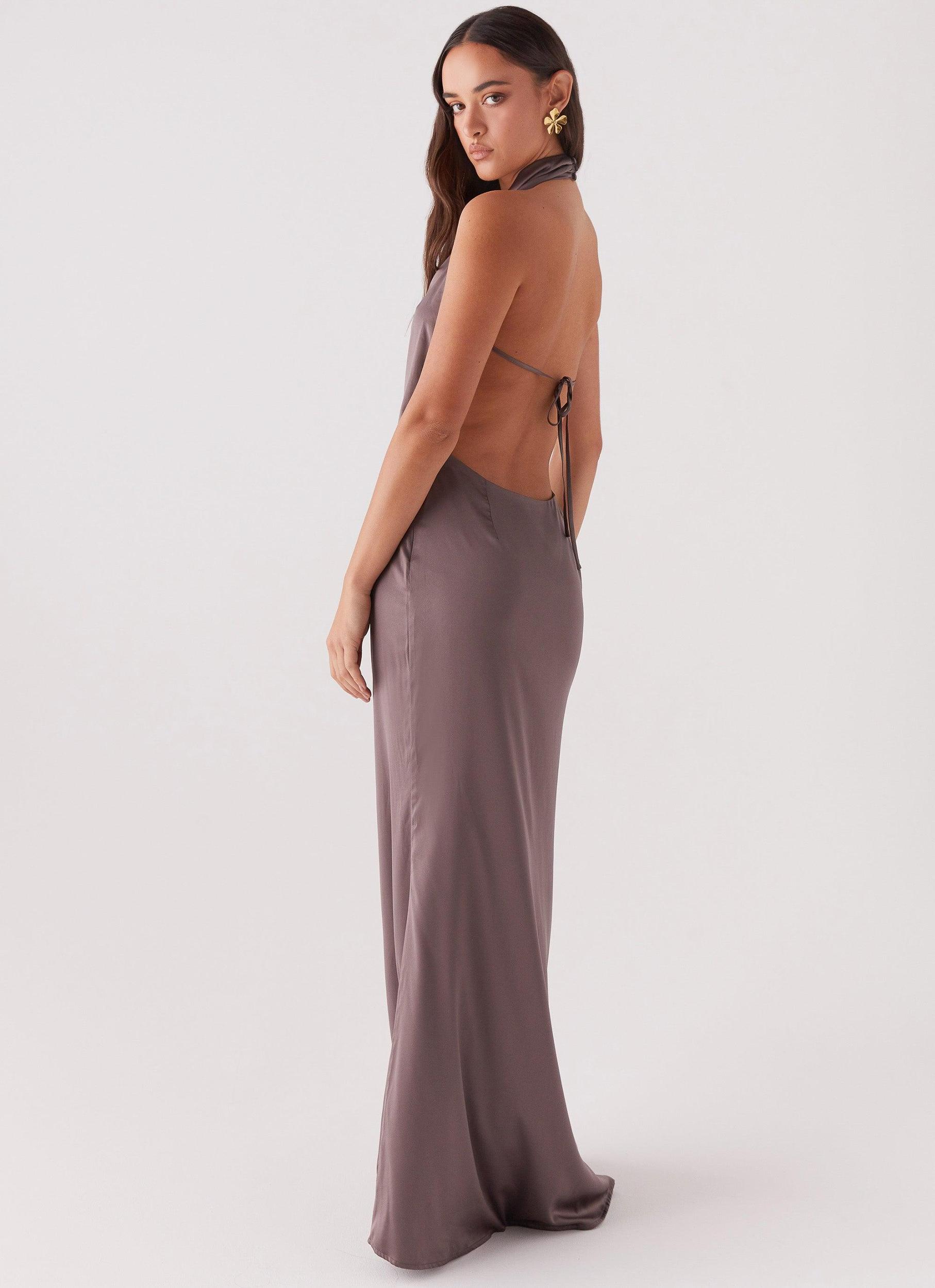 Wynn Satin Maxi Dress - Chocolate Product Image