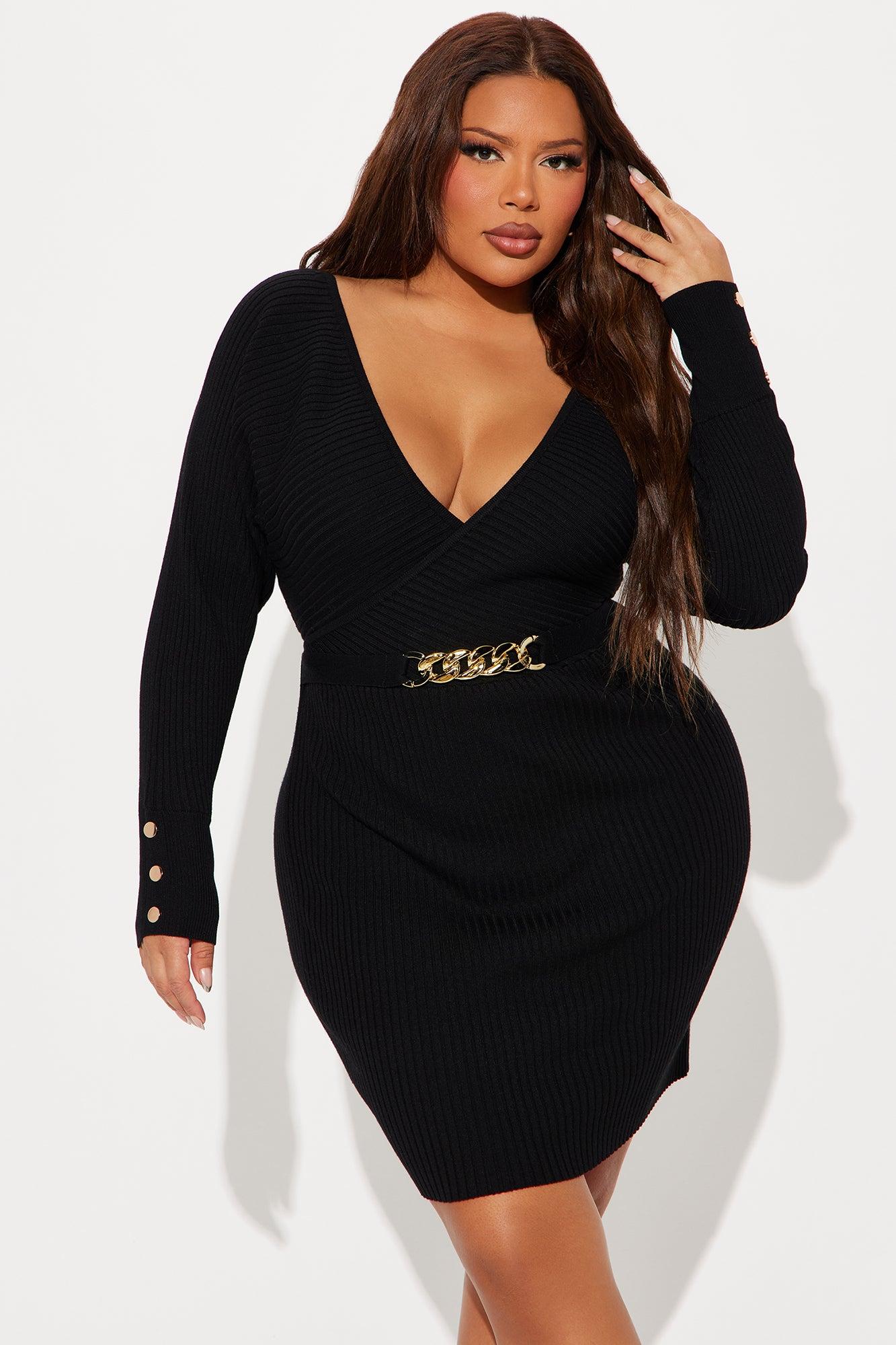 Lydia Sweater Mini Dress - Black Product Image