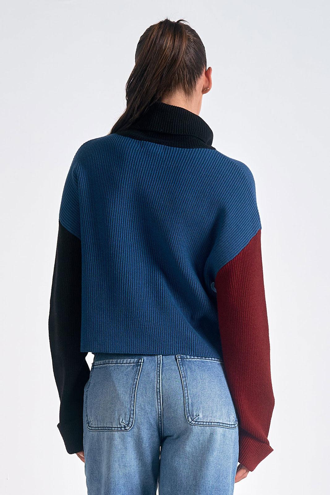 Sweater Mock neck Colorblock Product Image