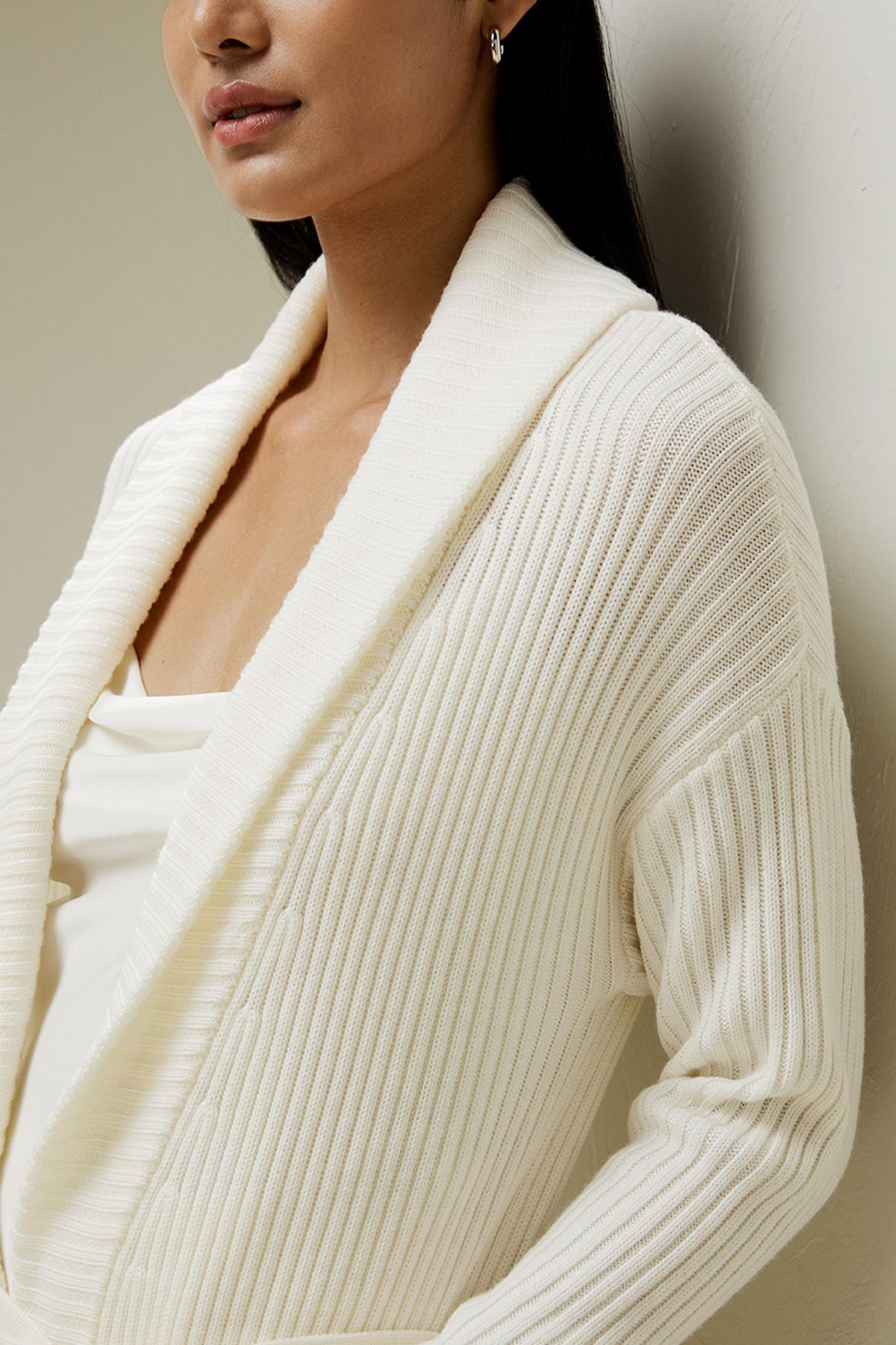 LILYSILK Wool Cardigans Womens Camel Pure Wool Elegant Belted Sweater L Product Image