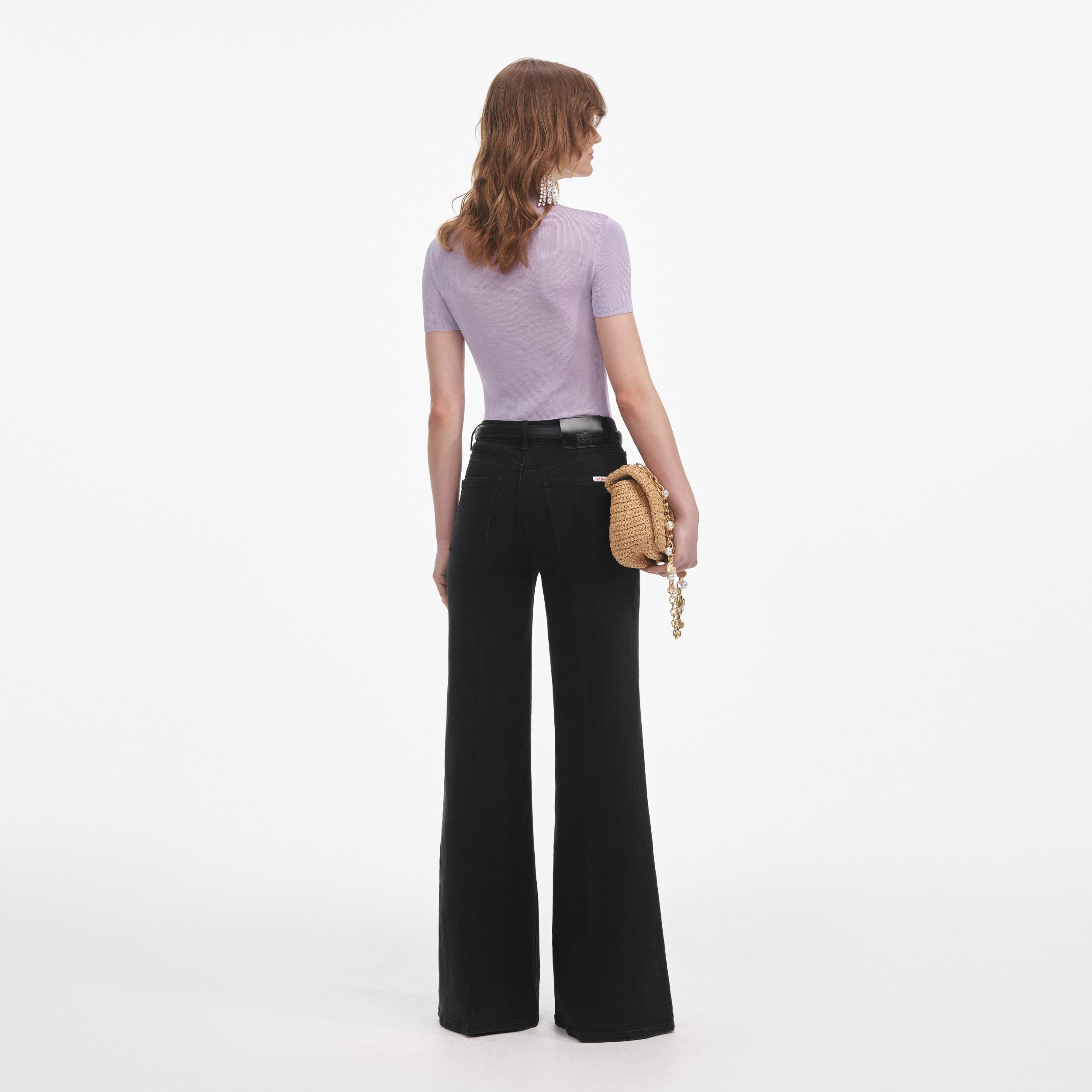 Lilac Viscose Knit Short Sleeve Top Product Image