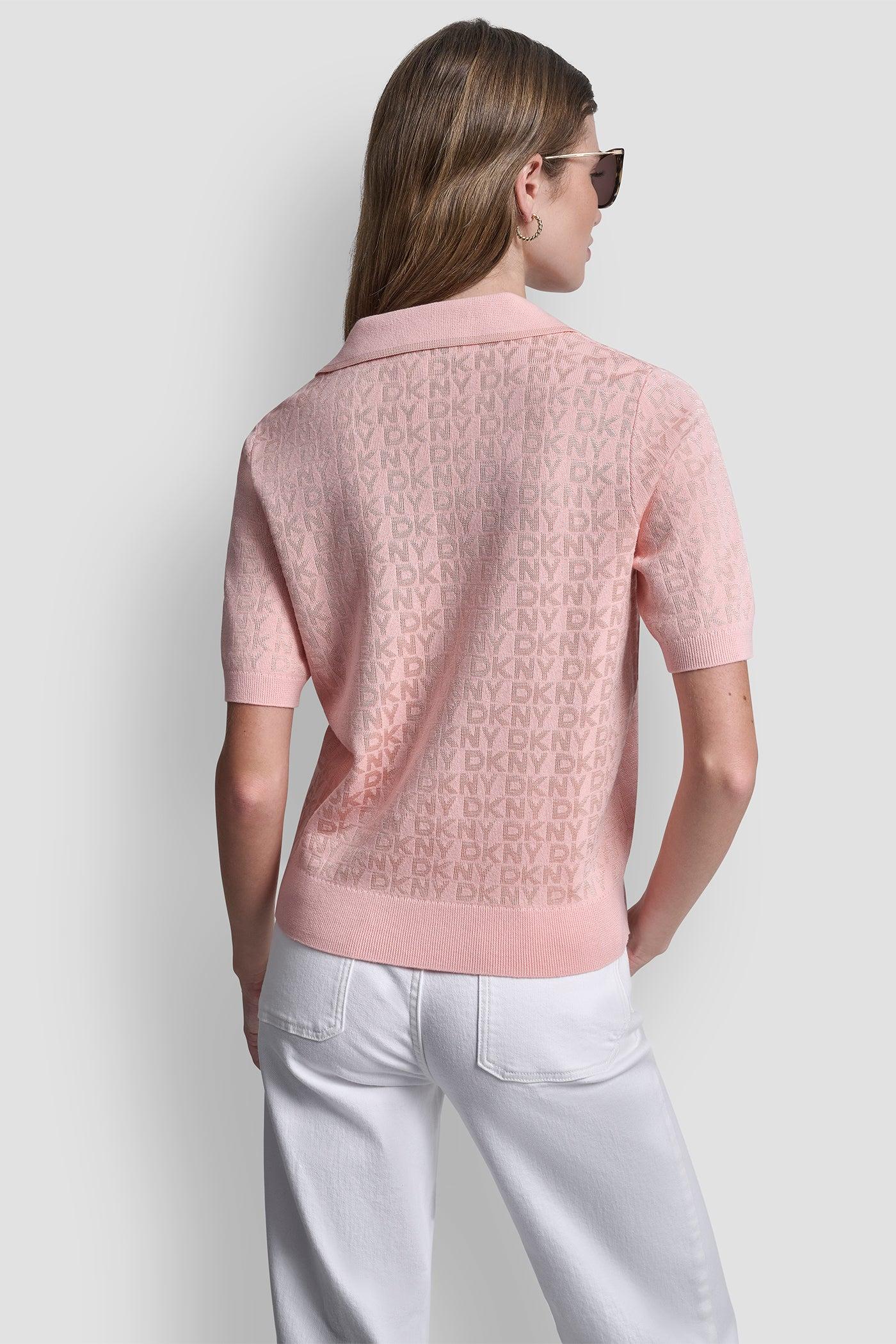 POLO COLLAR SWEATER WITH RHINESTONE LOGO Product Image
