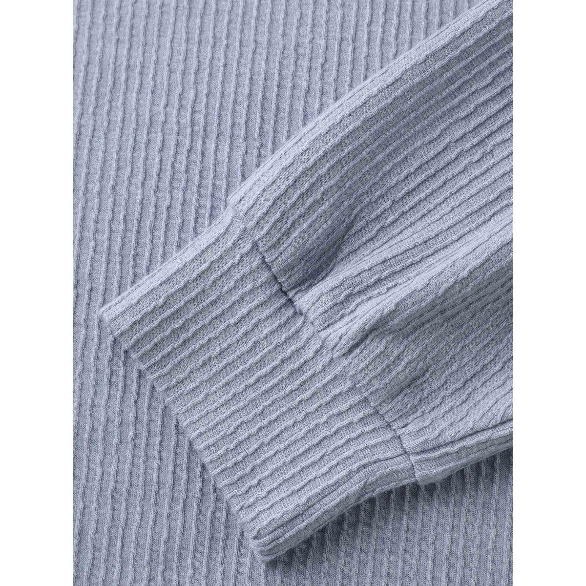 Plus Size Plain Textured Split Hem T-shirt Mediumgray Women Casual Texture V-neck Everyday T-shirts BloomChic 26/4X Product Image