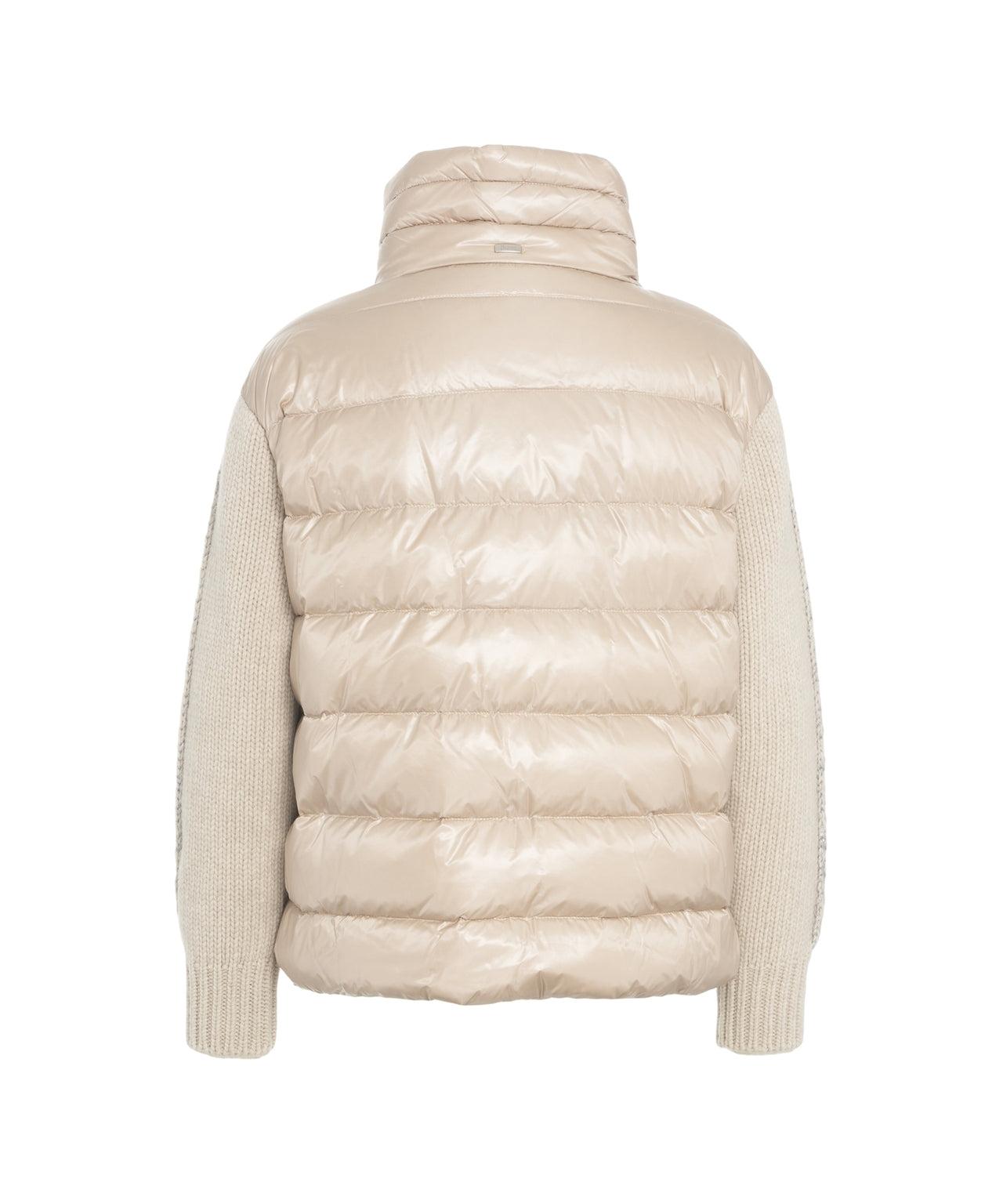 Down jacket with knit sleeves Product Image