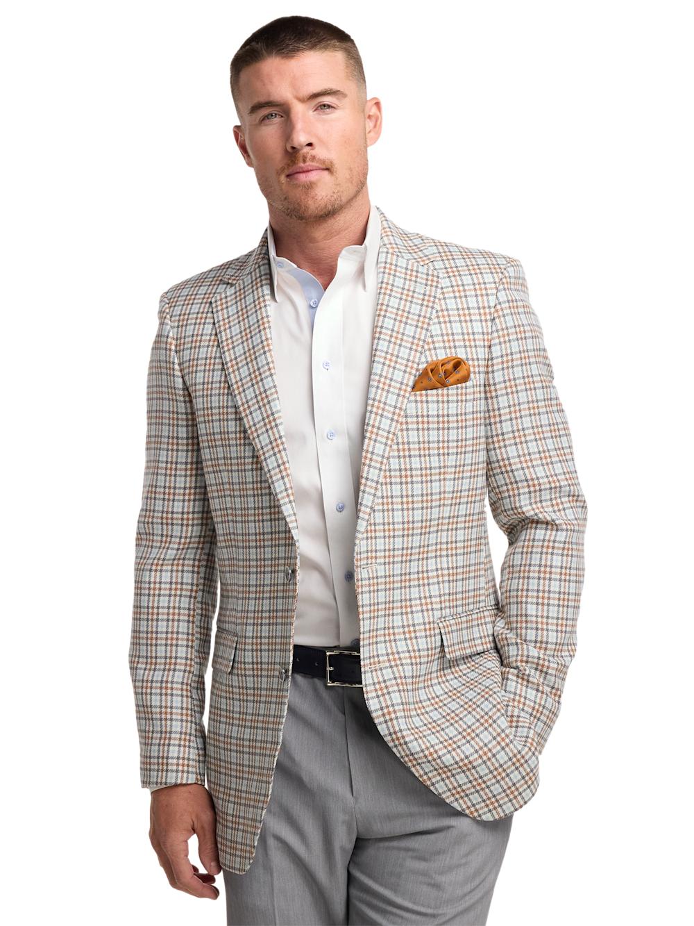 Wool Gingham Single Breasted Notch Lapel Sport Coat - Multi Product Image