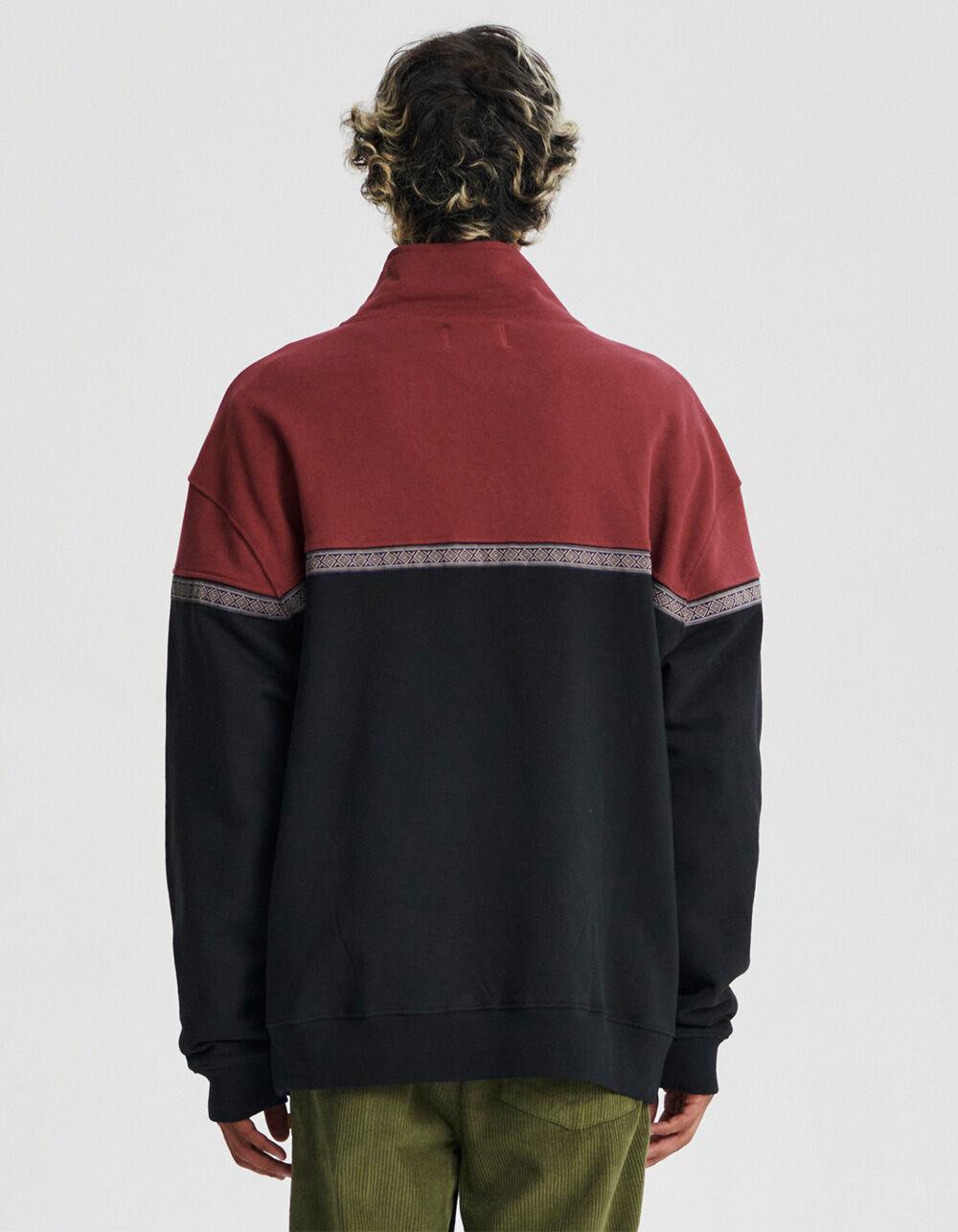 THE CRITICAL SLIDE SOCIETY Offset Rib Mens Quarter Zip Sweatshirt - RUBY Product Image