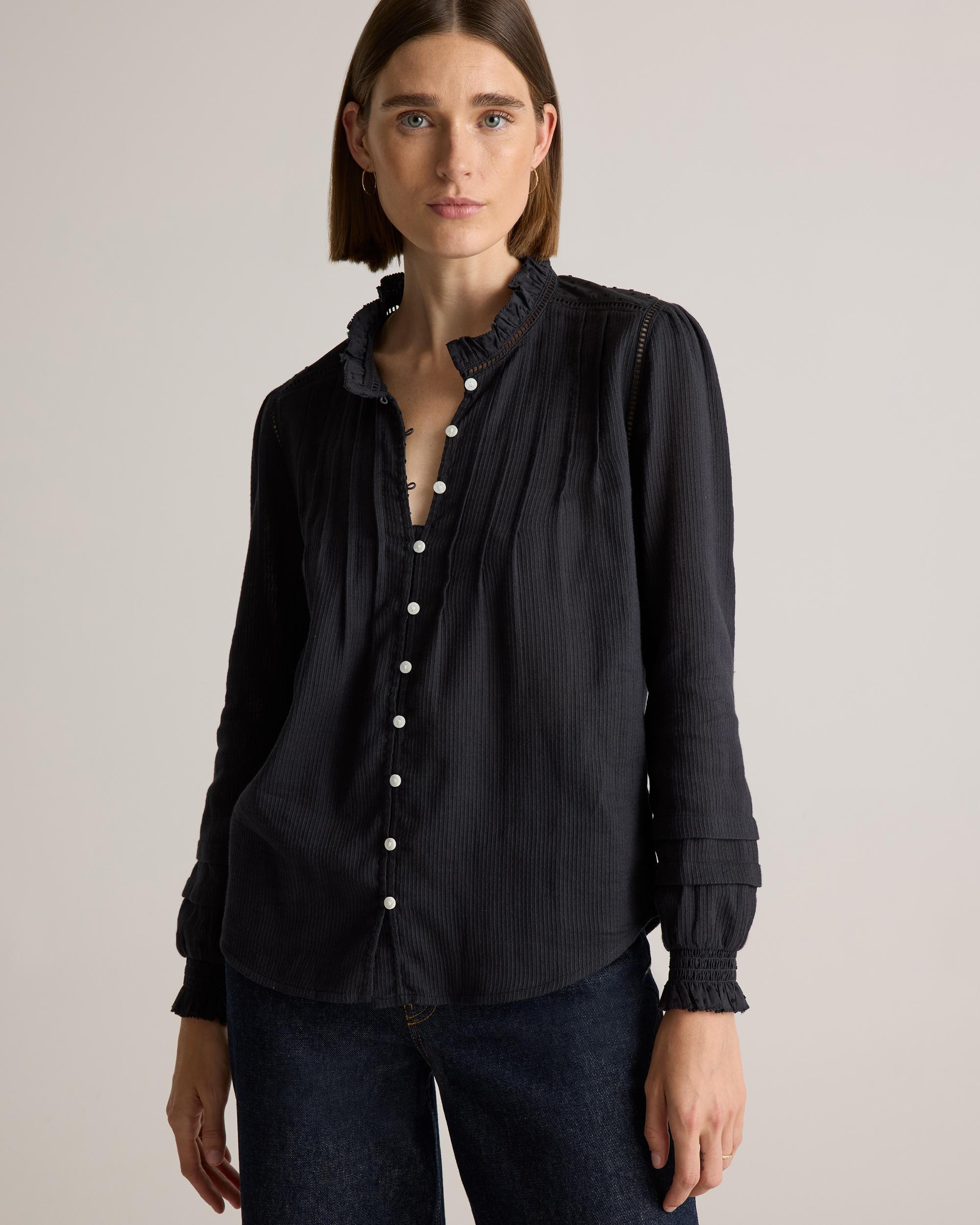 Quince | Women's Organic Textured Cotton Peasant Blouse Organic Cotton Product Image