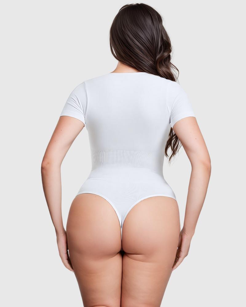 Revenge Body Short Sleeve Square Neck Thong Bodysuit Product Image