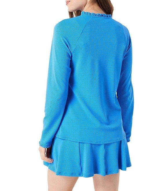 Beach House Phoebe Solid Ruffle Neck Zip Front Swim Cover-Up Rashguard Product Image