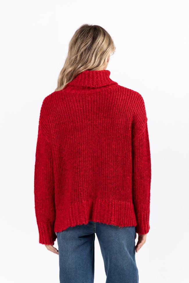 What I Need Red Fuzzy Oversized Turtleneck Sweater FINAL SALE Product Image