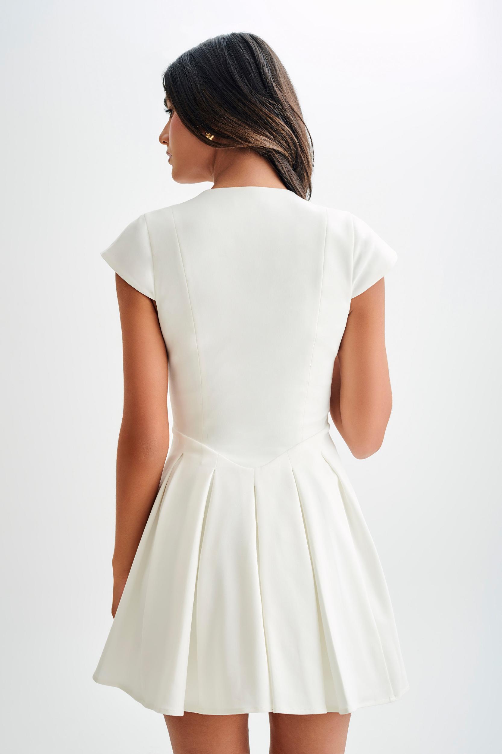 Keely Cotton Cap Sleeve Mini Dress - White Product Image