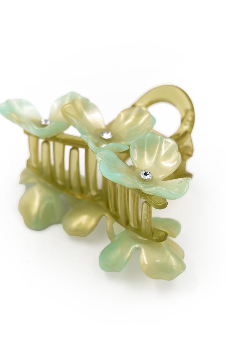 Green Dual Tone Flower Claw Clip Product Image