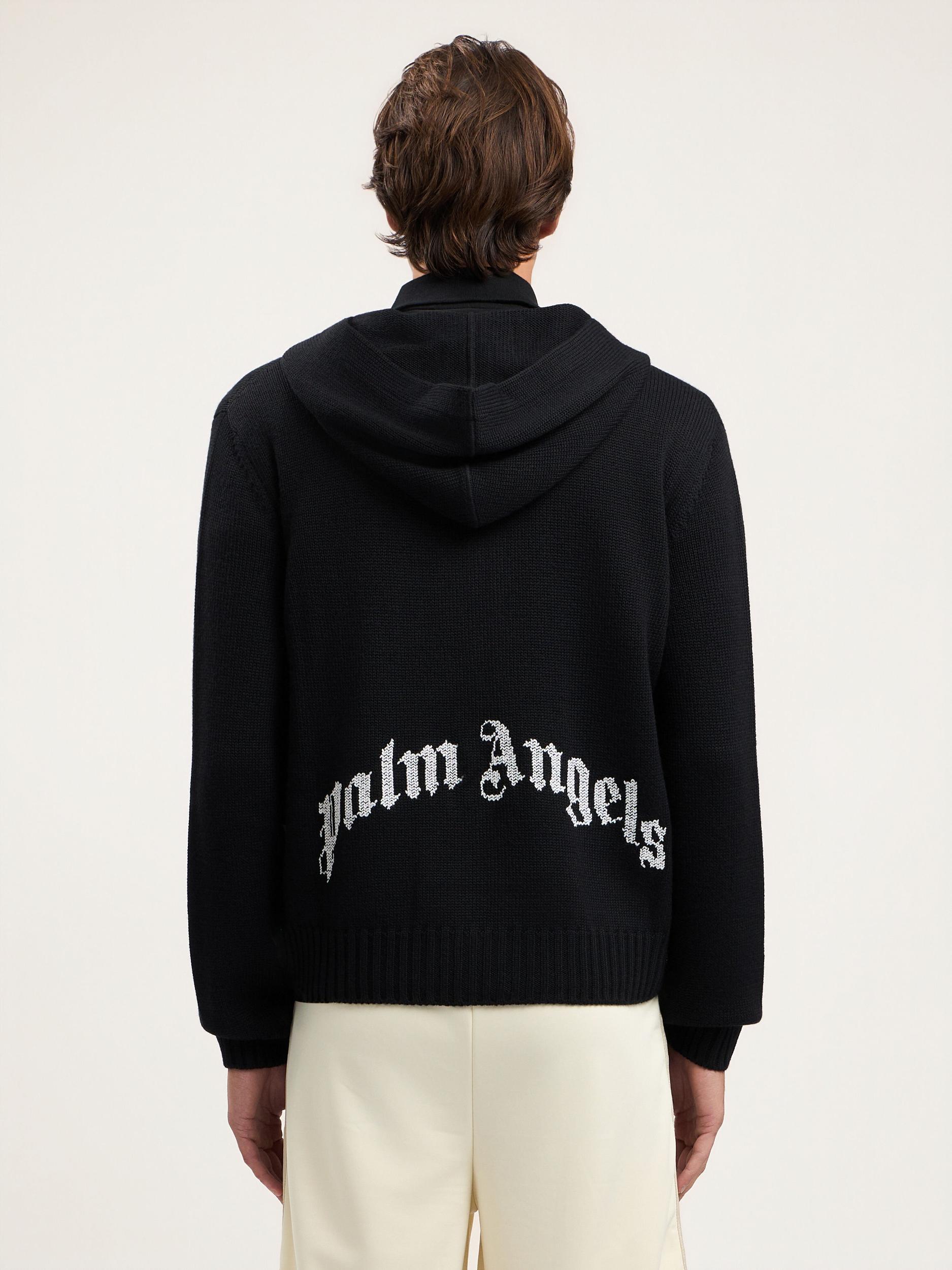 Curved Logo Knit Hoodie Product Image