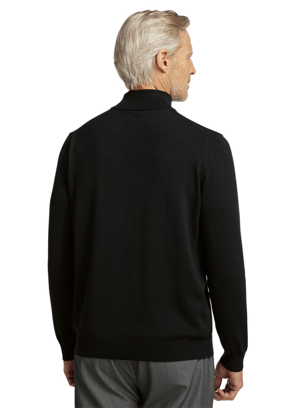 Supima Cotton Mock Neck Sweater - Black Product Image