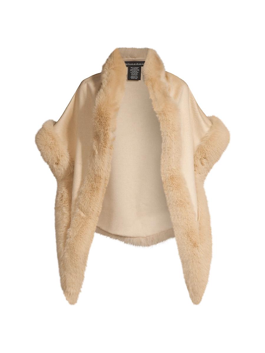 Womens Faux Fur & Cashmere Diamond Wrap Product Image