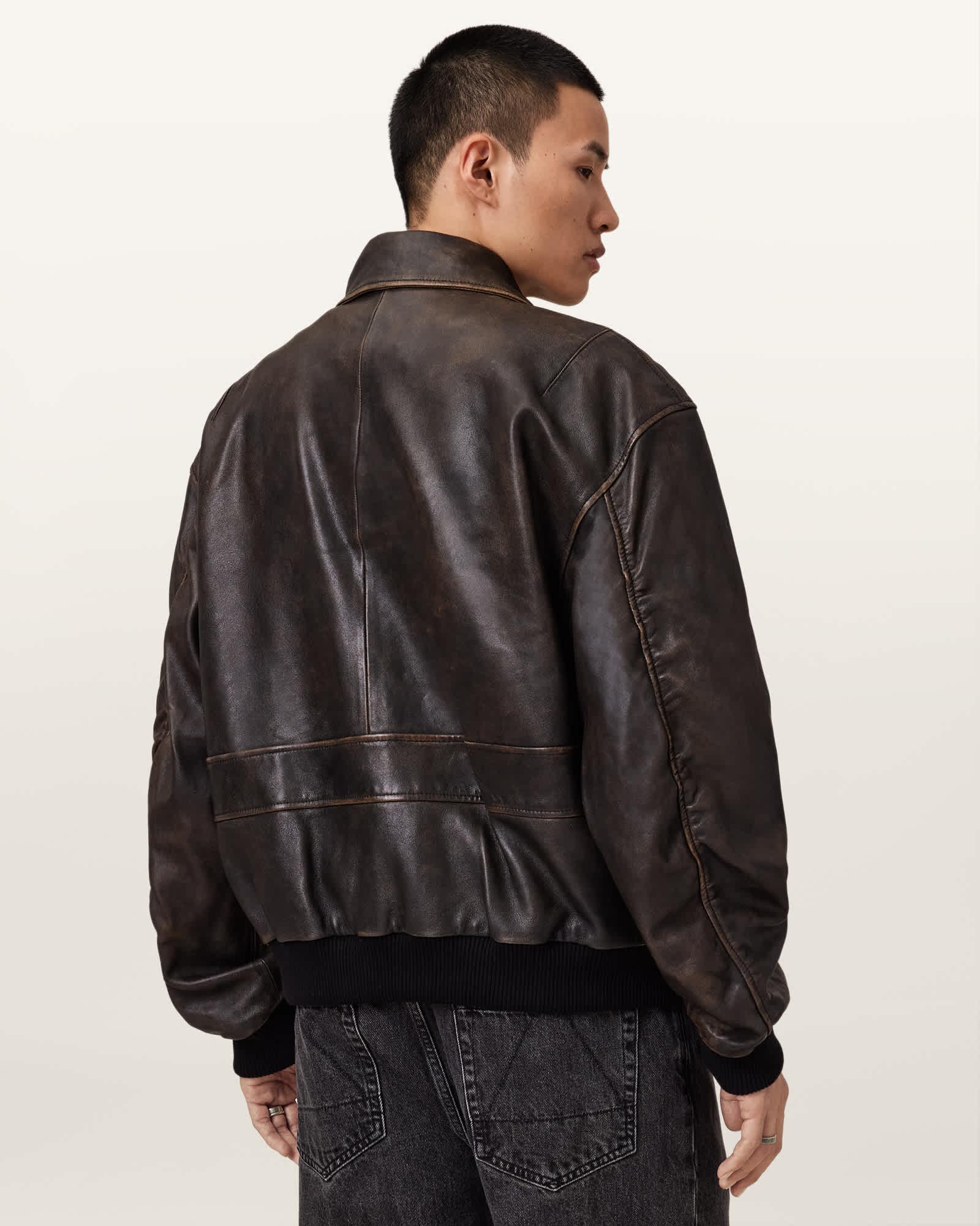 Marco Oversized Leather Bomber Jacket Product Image
