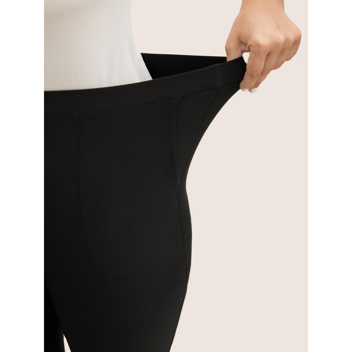 Plus Size Basic High Stretch Slim Cropped Leggings Women Black Casual High stretch Skinny High Rise Everyday Leggings BloomChic 10/M Product Image