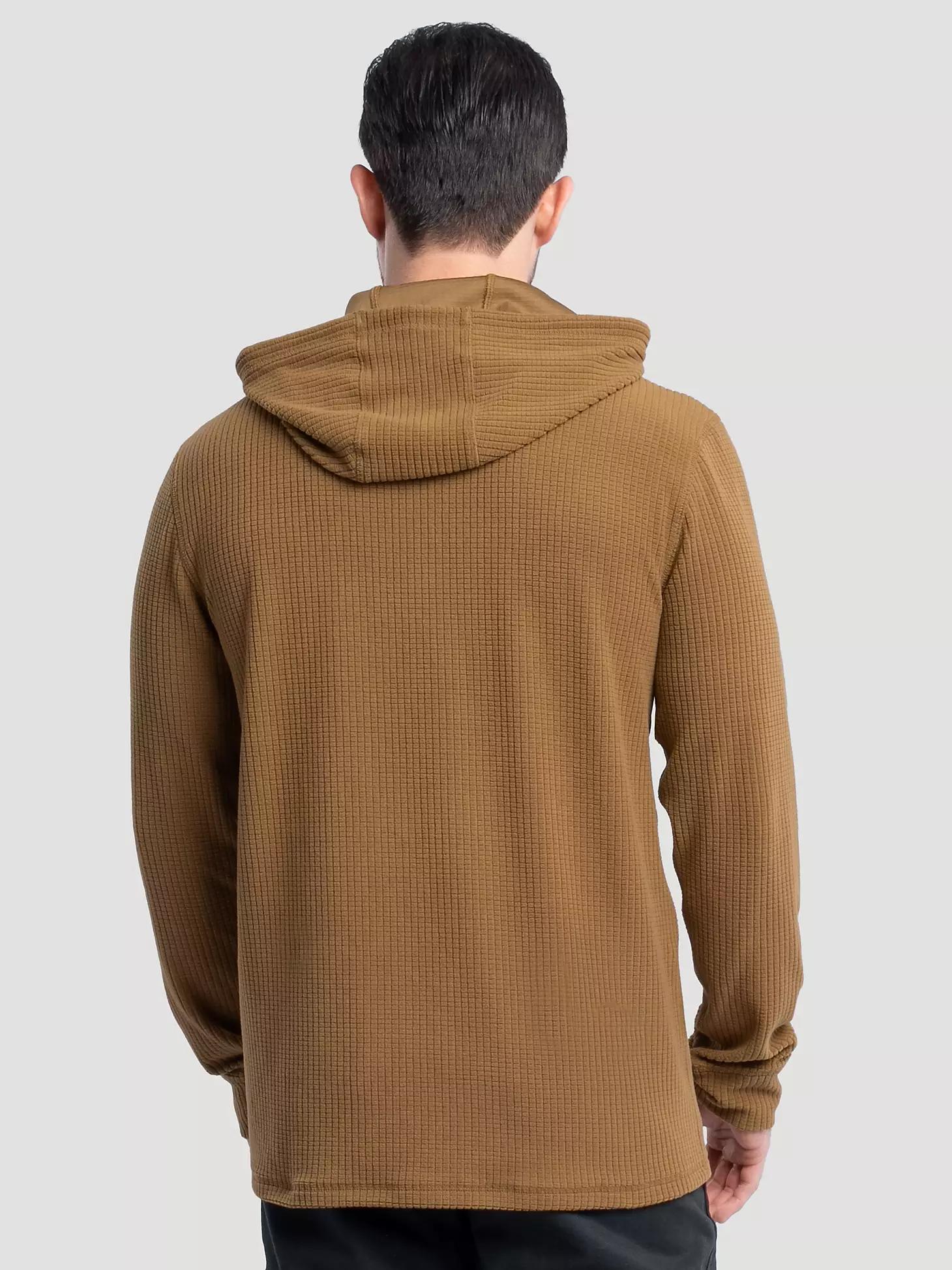 Men's Hooded Workwear Grid Fleece Henley in Rubber Product Image