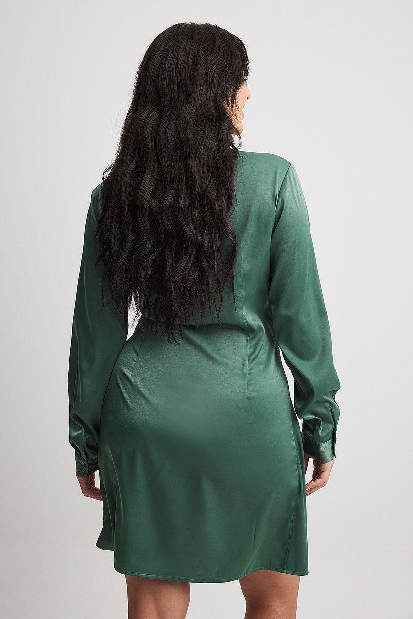 Wrap Satin Shirt Dress Product Image