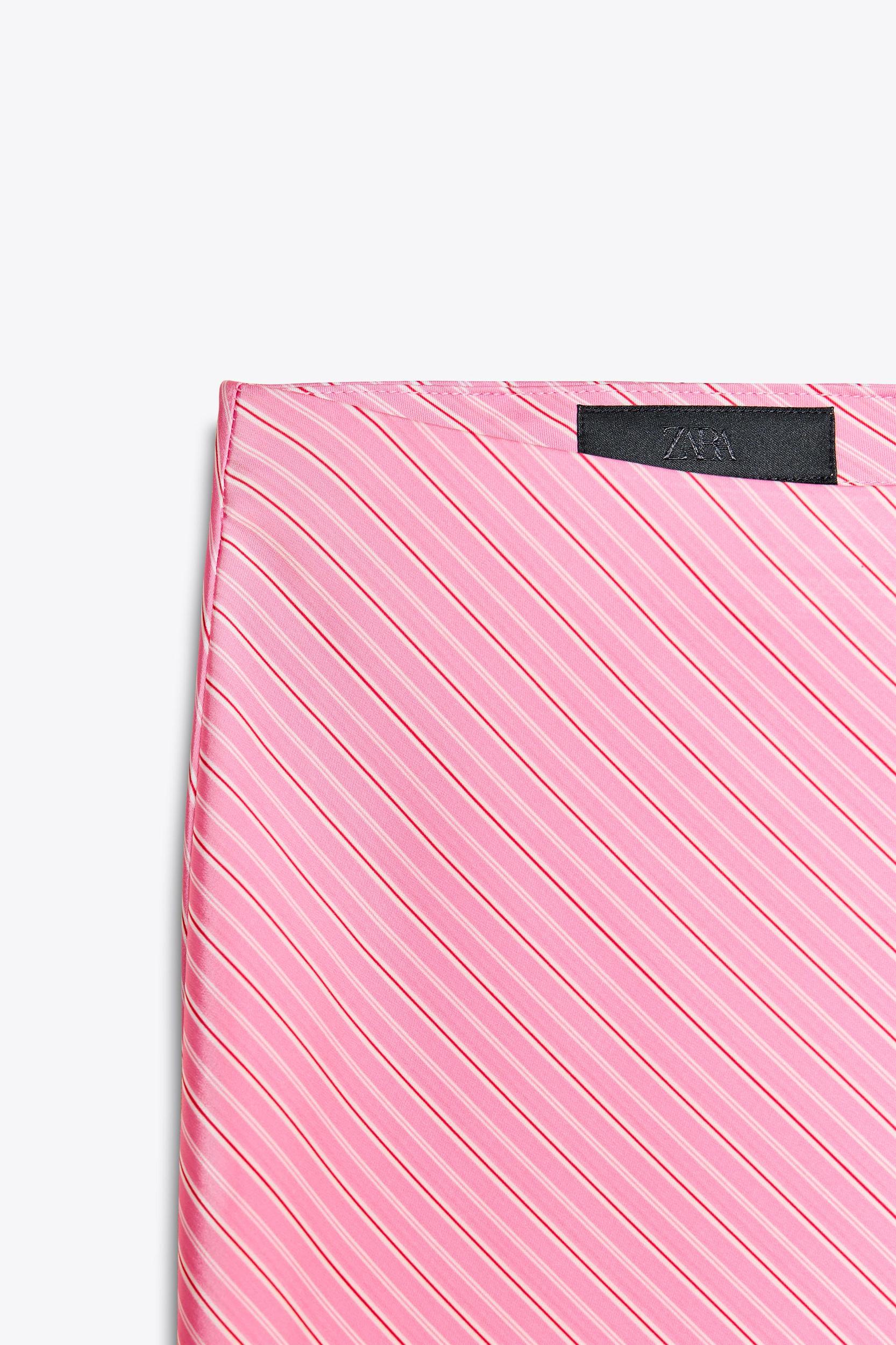 STRIPED SATIN MIDI SKIRT Product Image