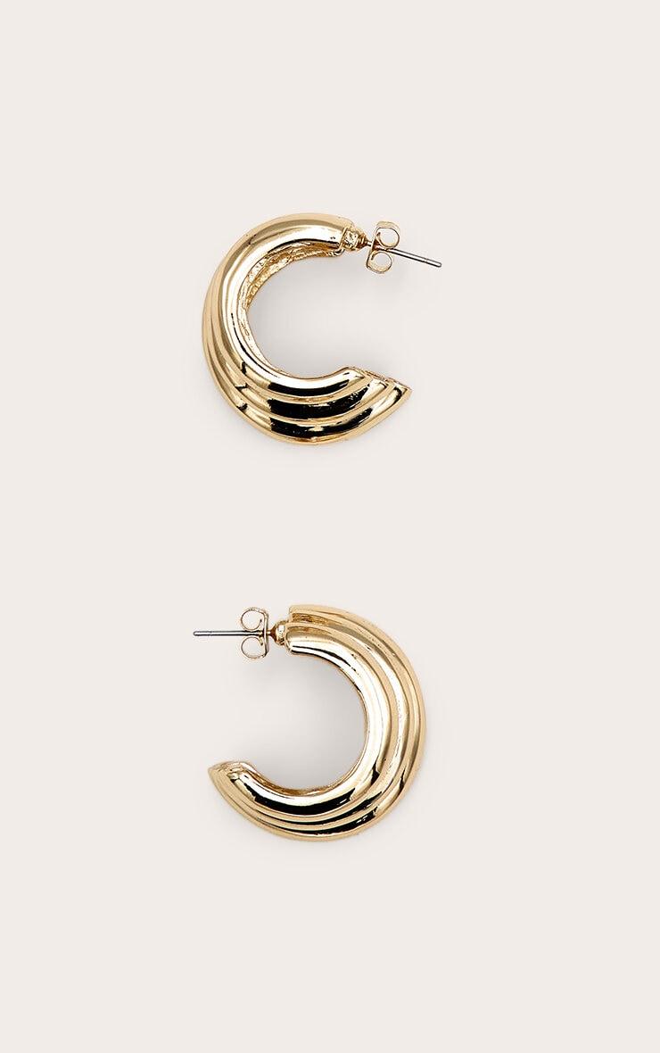 Gold Ribbed Oversized Statement Earrings Product Image