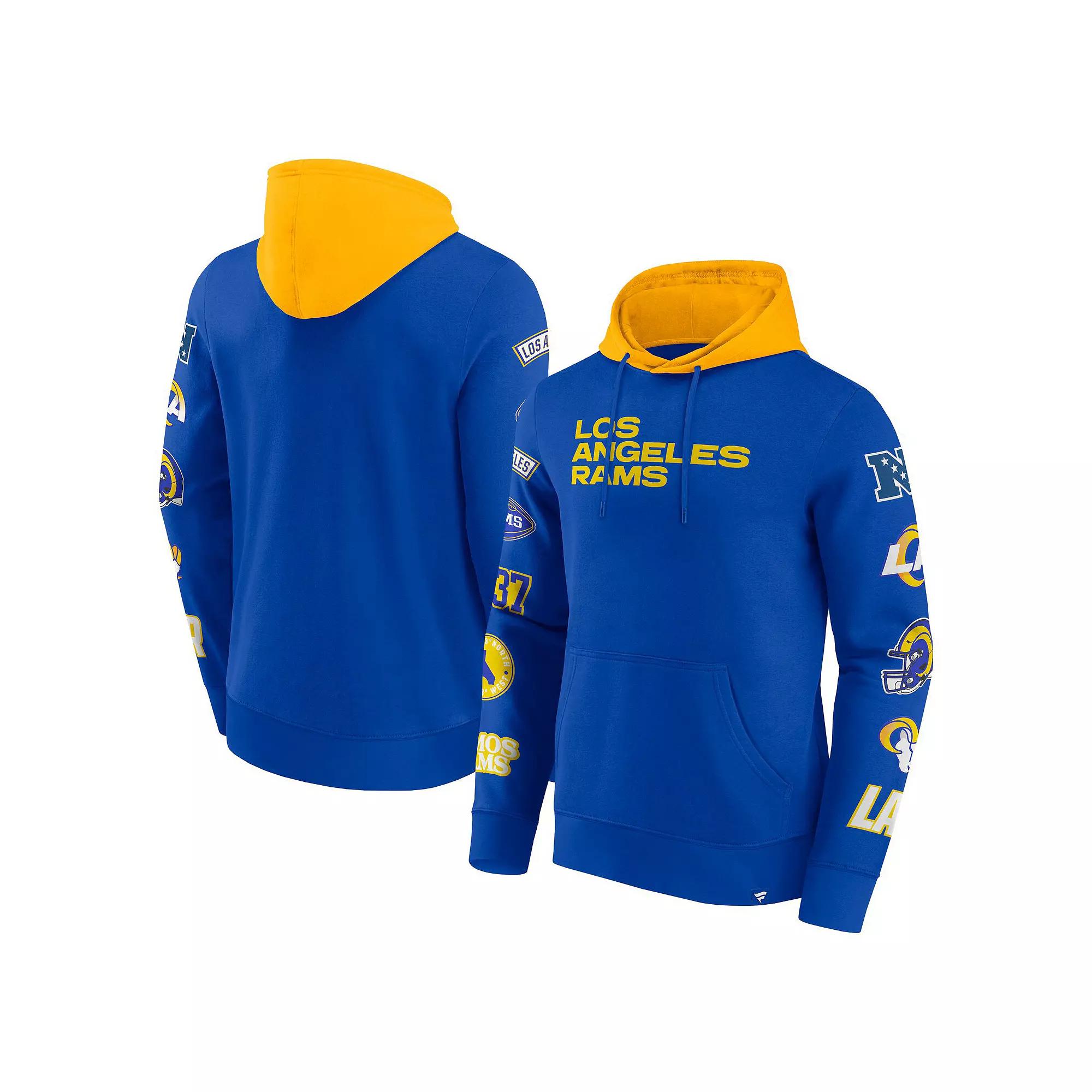 Men's Fanatics Royal/Gold Los Angeles Rams Patched Out Pullover Hoodie,  Product Image