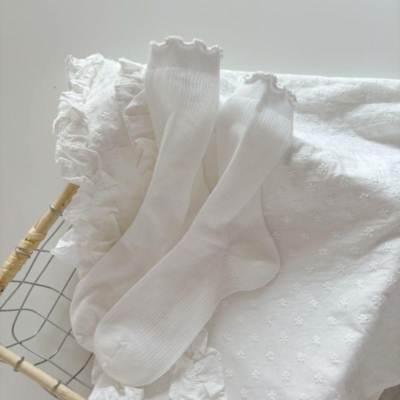 Plain Ruffle Trim Crew Socks Product Image