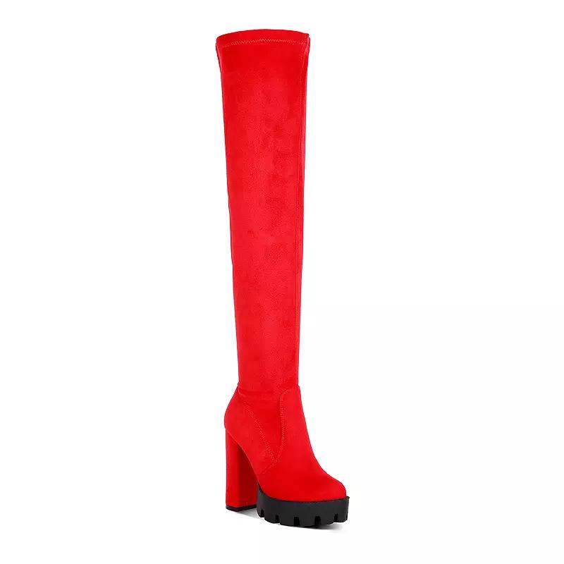 London Rag Maple Women's Knee High Block Heel Boots,  Product Image